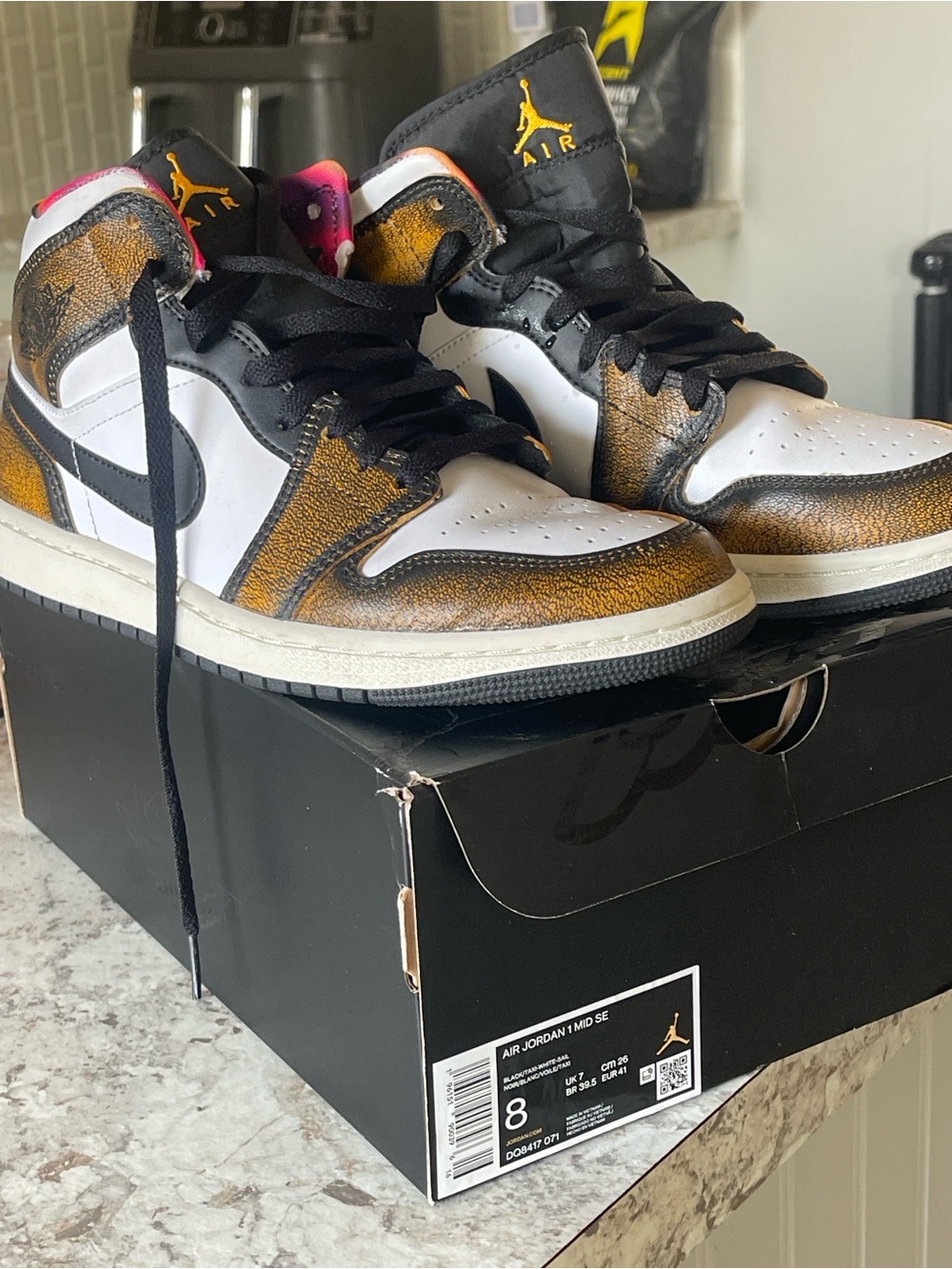 Air Jordan 1 Men's Mid-Top Sneakers — Taxi-White-Sail & Black